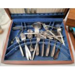 A 1960's part canteen of stainless steel cutlery; other boxed cutlery