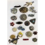 A selection of costume jewellery brooches