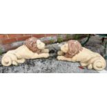 Two garden figures of lions