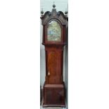 A Georgian mahogany longcase clock by Jn Strange, London, with 3 ball finials, swan neck pediment,