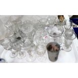 A selection of 19th century and later conical wines, slice cut; other glasses