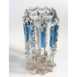 A Victorian cut glass lustre with faceted drops