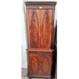 A full height mahogany corner cupboard by "Reprodux", height 174 cm