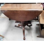 A 19th century occasional table with circular drop leaf on top of pedestal base