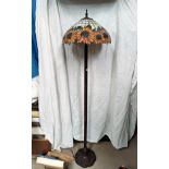 A modern Tiffany style standard lamp with coloured glass Art Nouveau style shade