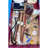 A selection of costume jewellery and watches (Please note: vendor requested return of tiny oval