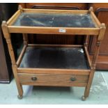 A 1930's oak tea trolley with drawer below; a Victorian hall chair; a bedside cabinet; a dressing