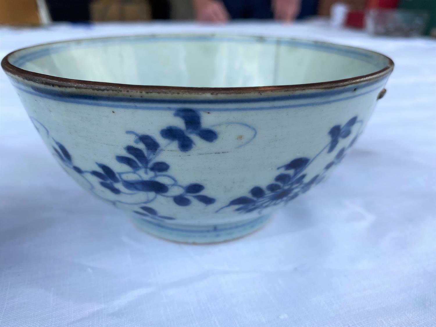 A Chinese blue and white ceramic censor stand with loop handle decoration, height 11cm; a Chinese - Image 4 of 6