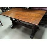An oak refectory style coffee table
