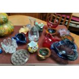 A selection of Murano glass and other continental coloured art glass (minor chips and cracks)