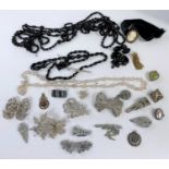 A selection of diamante and other similar costume jewellery.