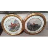 After William John Shayer: "Tally Ho", pair of 19th century hand coloured circular prints