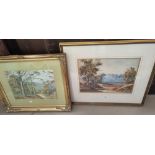 I Harvey 1850: A Victorian watercolour of a river and woodland scene, signed to the front and