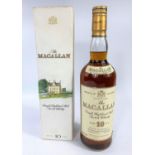 A boxed bottle of The Macallan single Highland Malt Scotch whiskey aged 10 years old 75cl 40% vol