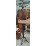 A Bentwood hat and coat stand, a brass top occasional table