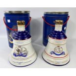 Two Bells Fine Old Scotch Whisky ceramic decanters boxed with contents, Princess Beatrice and