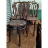 A 1930's set of 5 bentwood dining chairs (some top rails split)