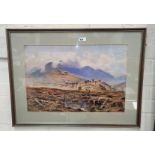 H Moxon Cook: Mountainous river landscape, watercolour, signed, 37 x 55 cm, framed