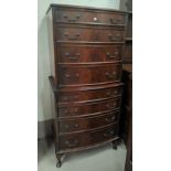 A reproduction mahogany 8 drawer chest on chest on cabriole legs