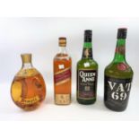 A bottle of vintage VAT '69 finest Scotch Whiskey, A bottle of Queen Anne rare Scotch Whiskey, A