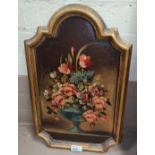 An oil painting of a still life of flowers in a bowl in a gilt frame 48 x 30cm
