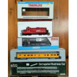 A model railway Piko Electrolok Vectron BR193, a Walthers Trainline GP9M Locomotive boxed, a Kato