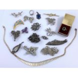 A 1930's and later selection of marcasite, diamante and costume jewellery