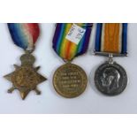 A WWI set of 3 medals 5335 Pte J. O'Neill, Border Reg