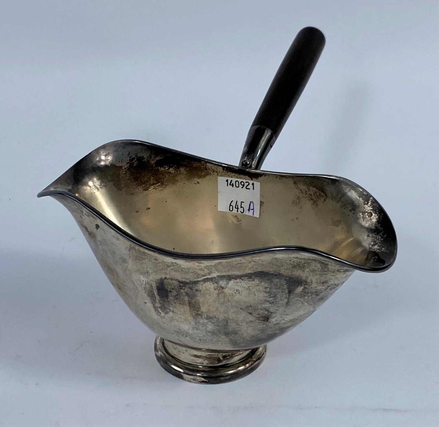 A Swedish white metal double lipped sauce boat with side handle, three crowns mark, 4oz, 130gms. - Image 2 of 3