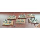 A selection of hall marked silver miniature cavalry and soldiers on wooden plinths, Sheffield 1994;