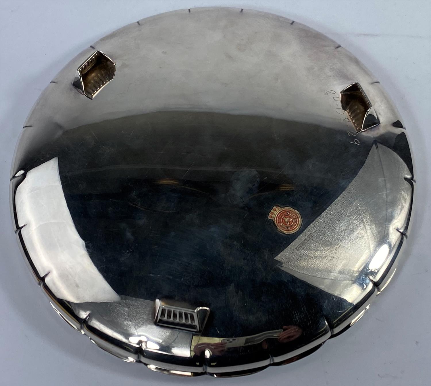 A David anderson silver shallow dish with pie crust edge and 3 feet, marked D A S830 to the base, - Image 3 of 3