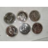 WWF 25th Anniversary, 6 silver coins 1986