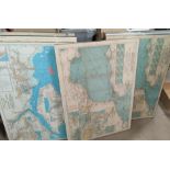 Five English Chanel Marine Maps in colour, 'The Needles to English Chanel' etc. 71 x 100cm