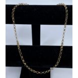A modern yellow metal belcher chain necklace, stamped '9K', 12 gm