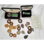 A selection of mid 20th century shooting medals and a Battle of Britain medal and miniature