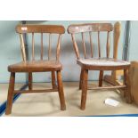 2 late 19th century/early 20th century child's elm and beech stick back chair