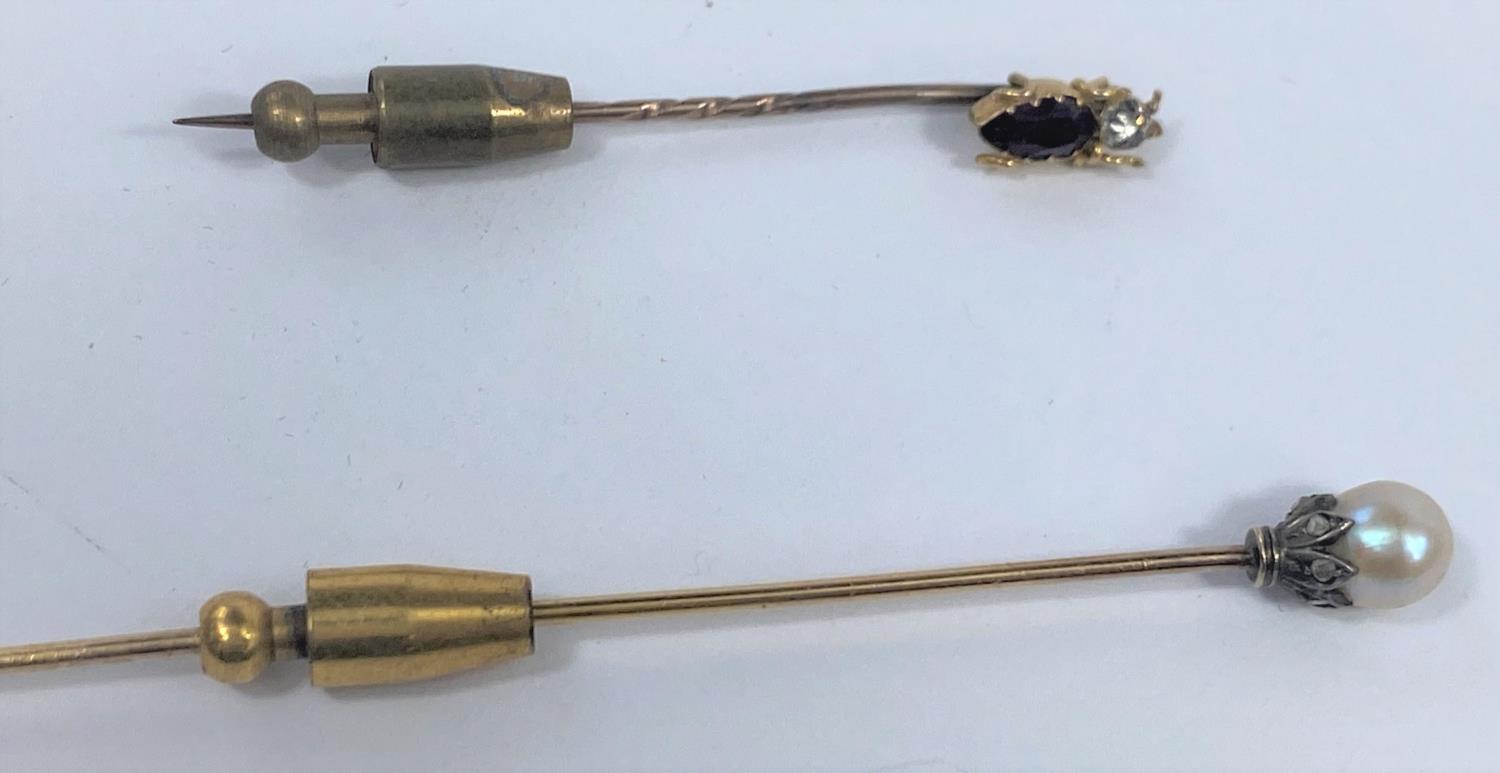 Two gem set stick pins