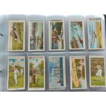 An album of 32 sheets of part sets of cigarette cards, including Ogdens, Faulkner, Hignetts etc.