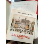 L S Lowry: manuscript and typescript memoirs and anecdotes by friend and fellow artist Graeme