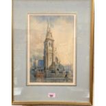 FRANCE 19th century, architectural pen and wash drawing of a Gothic church, unsigned, 35 x 23cm,