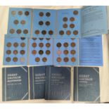 A collection of GB pennies and half pennies in 6 Whitman folders, including some key dates.