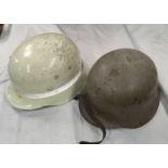 A German style steel Helmet, leather and canvas lining and anothe similar.