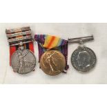 A Boer War/WWI group of three comprising QSA 3 clasps, War and Victory Medals to 1258 Pte W.G,