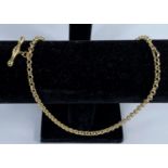 A 9 carat hallmarked gold belcher chain with clip and bar, 6.8 gm