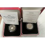 GB: silver piedforts- £2, 1994, £2 football 1996