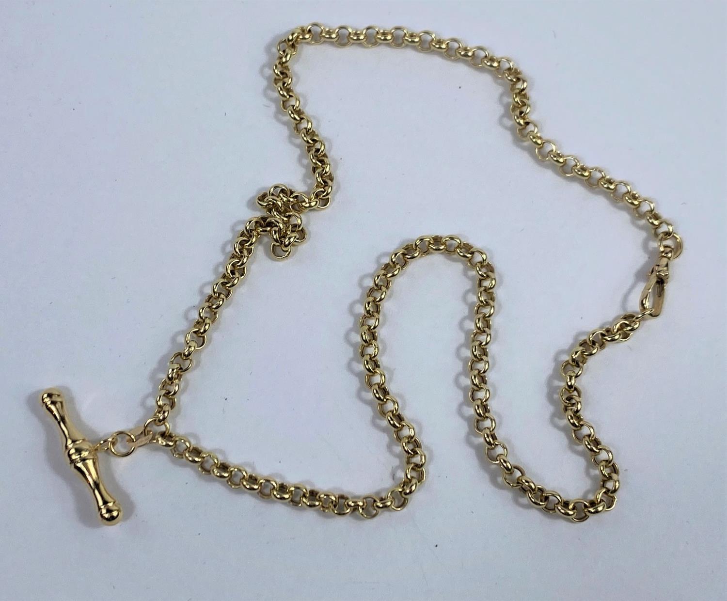 A 9 carat hallmarked gold belcher chain with clip and bar, 6.8 gm - Image 3 of 3