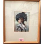 British early 20th century: oil on paper, half length portrait of a Gibson Girl, unsigned, 15 x 11