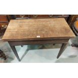 A 19th century mahogany card table with rectangular fold-over top, width 91 cm (no baize lining)