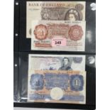 GB banknotes: Page £10, Samuelson £5, Peppiatt £1 blue, O'Brien 10s