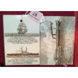 A pair of American china calendar plaques, transfer decoration of ships, Jones, McDuffee &